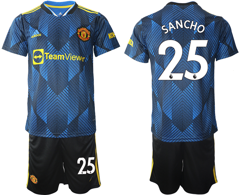 Men 2021-2022 Club Manchester United Second away blue #25 Soccer Jersey->manchester united jersey->Soccer Club Jersey
